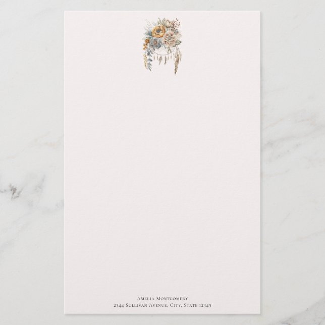 Papelaria Buquê Boho Flower e Dreamcatcher (Frente)