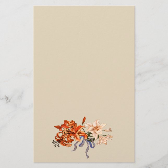 Papelaria Buquê do lírio amarrado com uma fita (Frente)