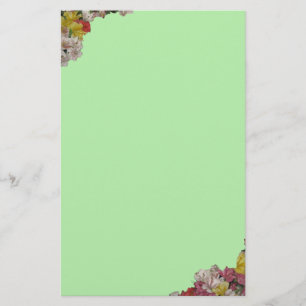 Papelaria Buquê Floral sobre Carta Verde-Luz