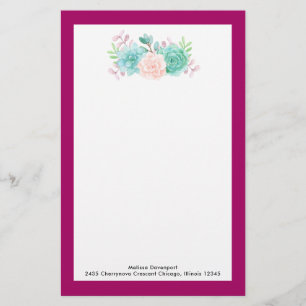 Papelaria Buquê verde e rosa pastel na parte traseira da mag