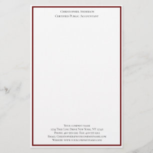 Papelaria Burgundy White Professional Business Personalizado