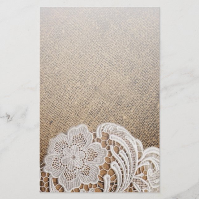 Papelaria burlap and lace do país ocidental russo da boêmia (Frente)