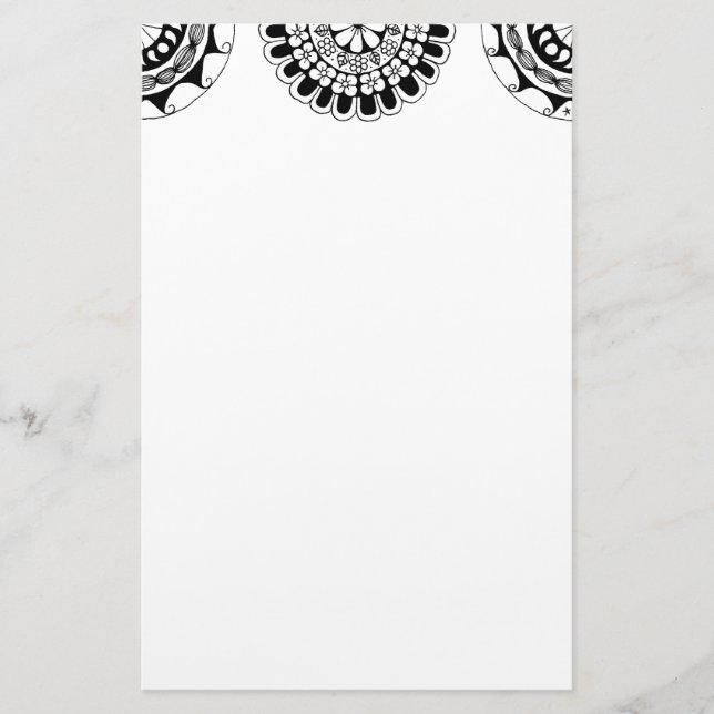 Papelaria cabeçalho 3 do zendoodle mandala (Frente)