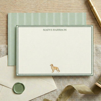 Papelaria Cachorro Golden Retriever com Listras de Verde Oli