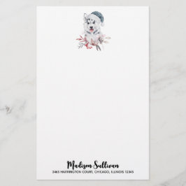 Papelaria Cachorro Rouco de Natal num Chapéu Santa