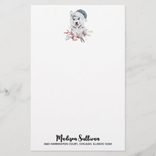 Papelaria Cachorro Rouco de Natal num Chapéu Santa