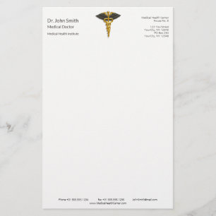 Papelaria Caduceu de Ouro Elegante com Asas Pretas Classe Mé