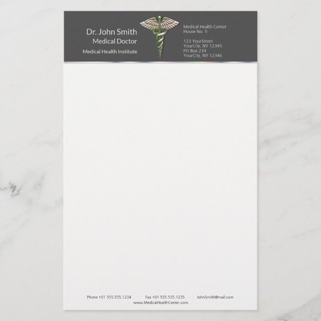 Papelaria Caduco Médico 3D Holográfico Chrome (Frente)