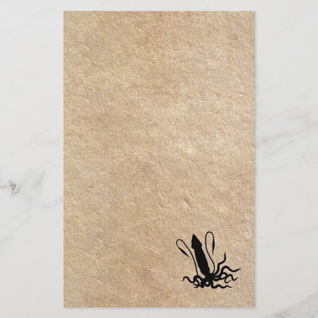 Papelaria Calamar gigante no pergaminho velho (Frente)