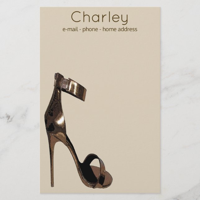 Papelaria calçados Dourados estampados em couro - personaliz (Frente)