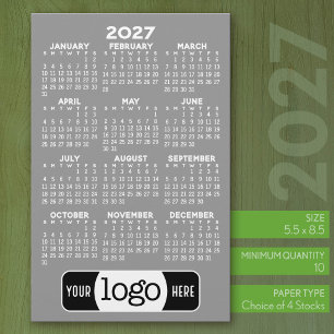 Papelaria Calendário 2027 - Logotipo Minimalista Cinza Básic
