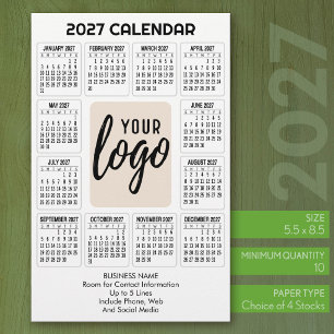 Papelaria Calendário 2027 Vertical Logotipo Negócios Contato