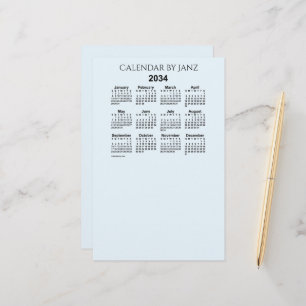 Papelaria Calendário Azul de Alice 2034 por artigo de Janz