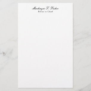 Papelaria Caligrafia Clássica Elegante Simples Branca