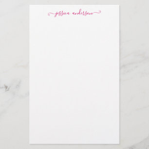 Papelaria Caligrafia de Script Rosa Magenta Moderna Chic