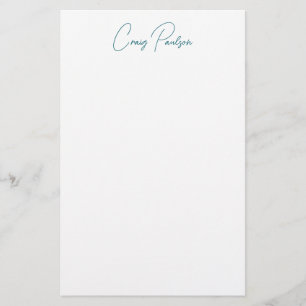 Papelaria Caligrafia do Seu Nome Azul Branco Única Minimalis