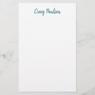 Papelaria Caligrafia do Seu Nome Azul Branco Única Minimalis