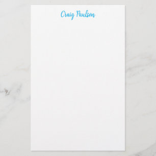 Papelaria Caligrafia do Seu Nome Azul Branco Única Minimalis