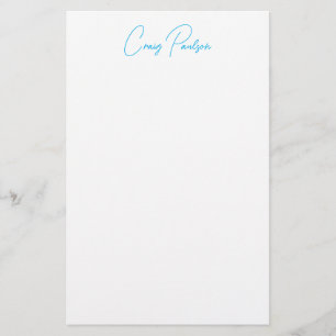 Papelaria Caligrafia do Seu Nome Azul Branco Única Minimalis