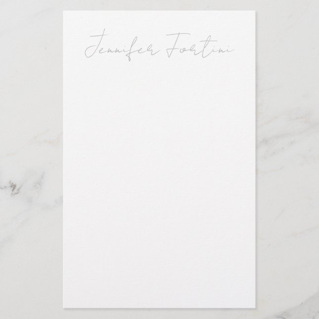 Papelaria Caligrafia Elegante Cinza e Branco Simples (Frente)