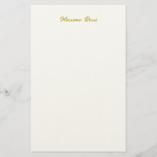 Papelaria Caligrafia Elegante Dourado Branco Simples Nome