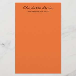 Papelaria Caligrafia Elegante Laranja Simples Texto Legível