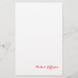 Papelaria Caligrafia Elegante Simples Simples Vermelho Branc