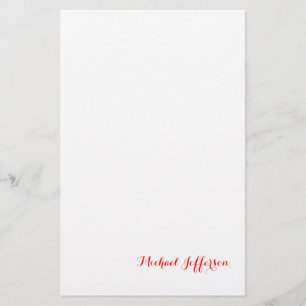 Papelaria Caligrafia Elegante Simples Simples Vermelho Branc