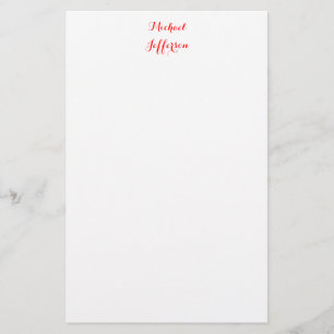 Papelaria Caligrafia Elegante Simples Simples Vermelho Branc
