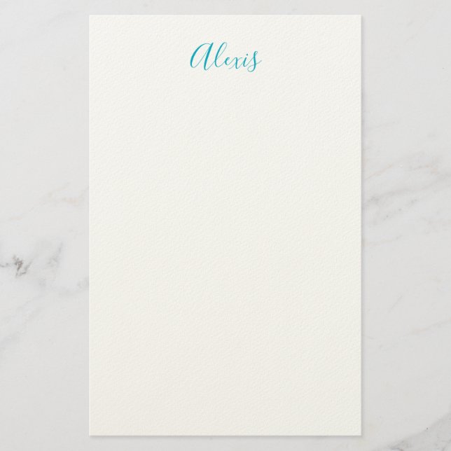 Papelaria Caligrafia Nome Script Simples Branco Azul (Frente)