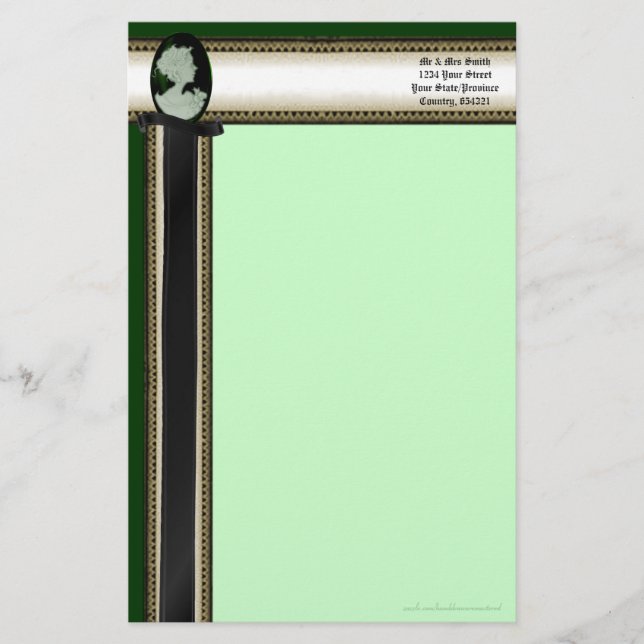 Papelaria Cameo Clássico (Jade/Verde) (Frente)