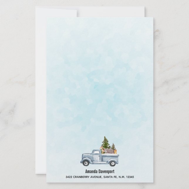 Papelaria Caminhão de Natal com Pinheiros e Animais Floresta (Frente)