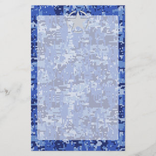 Papelaria Camuflagem Azul do Marinho Retroativo Estêncil Es