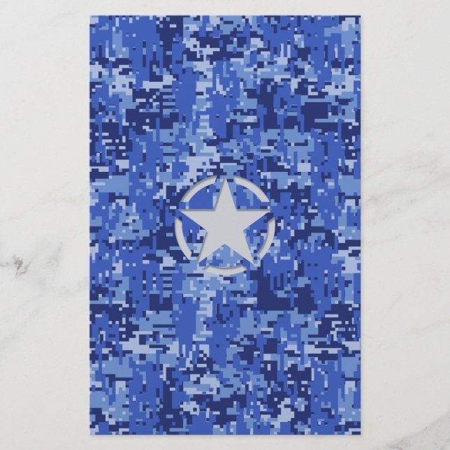 Papelaria Camuflagem Azul do Marinho Retroativo Estêncil Est (Frente)
