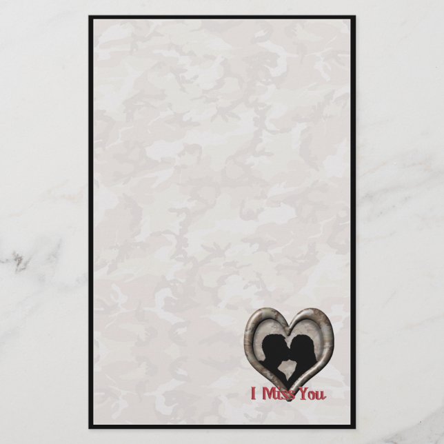 Papelaria Camuflagem Militar "Miss Você" (Frente)