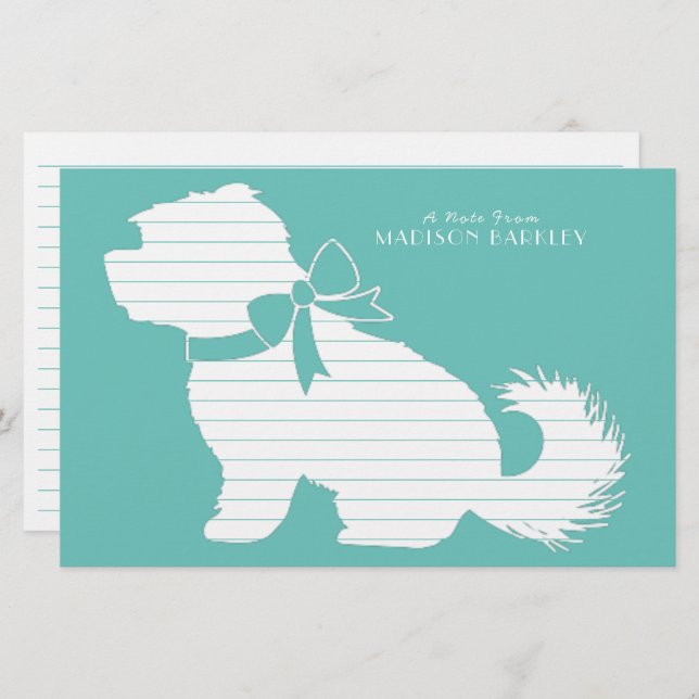 Papelaria Cão Maltês Puppy Cabelo Curto Urso (Frente/Verso)