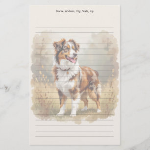 Papelaria Cão Pastor Australiano Vermelho Merle Aussie