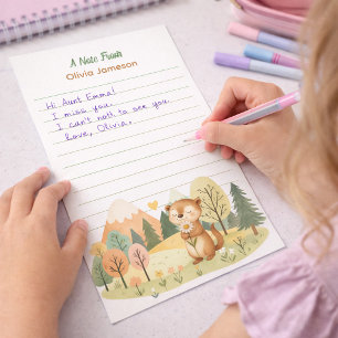Papelaria Caprichoso Esquilo Flor Fofo Personalizado Infanti