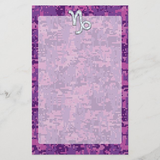 Papelaria Capricórnio Zodiac Símbolo Fuchsia Digital Camoufl (Frente)