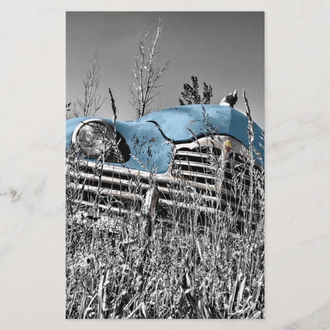 Papelaria carro azul vintage (Frente)