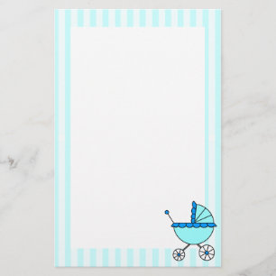 Papelaria Carruagem de Bebê com Faixa Azul