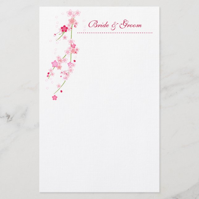 Papelaria Carta de Casamento de Cherry Blossom (Frente)