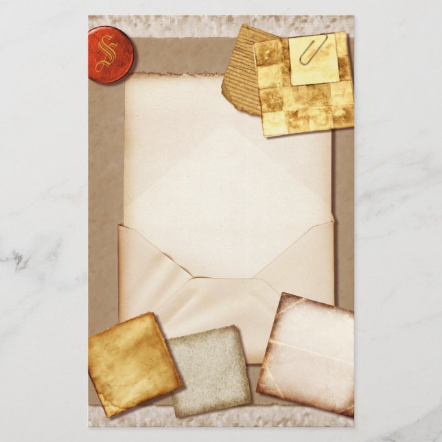 Papelaria Carta de Monograma Vintage Old (Frente)