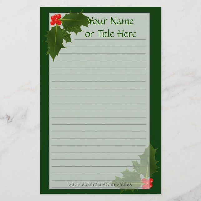 Papelaria Carta de Natal Holly (Frente)