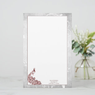 Papelaria Carta de Peacock Vermelho