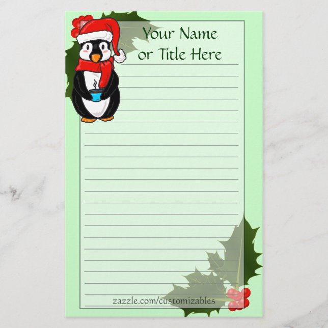 Papelaria Carta de Pinguim de Natal (Frente)
