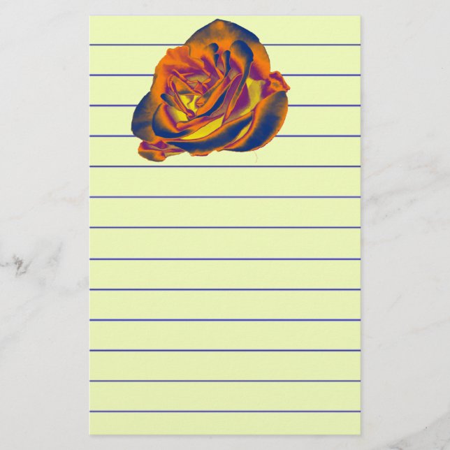 Papelaria Carta de Rosa Laranja (Frente)