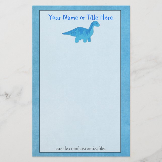 Papelaria Carta Dino Azul (Frente)