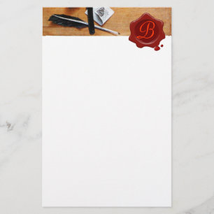 PAPELARIA CARTA EM MADEIRA VERMELHA MONOGRAMA