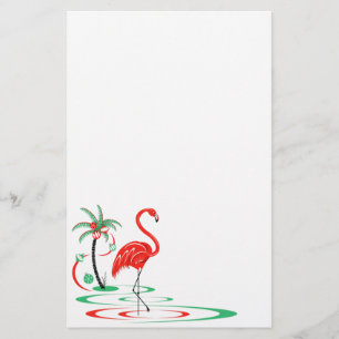 Papelaria Carta Flamingo de Natal Vermelho